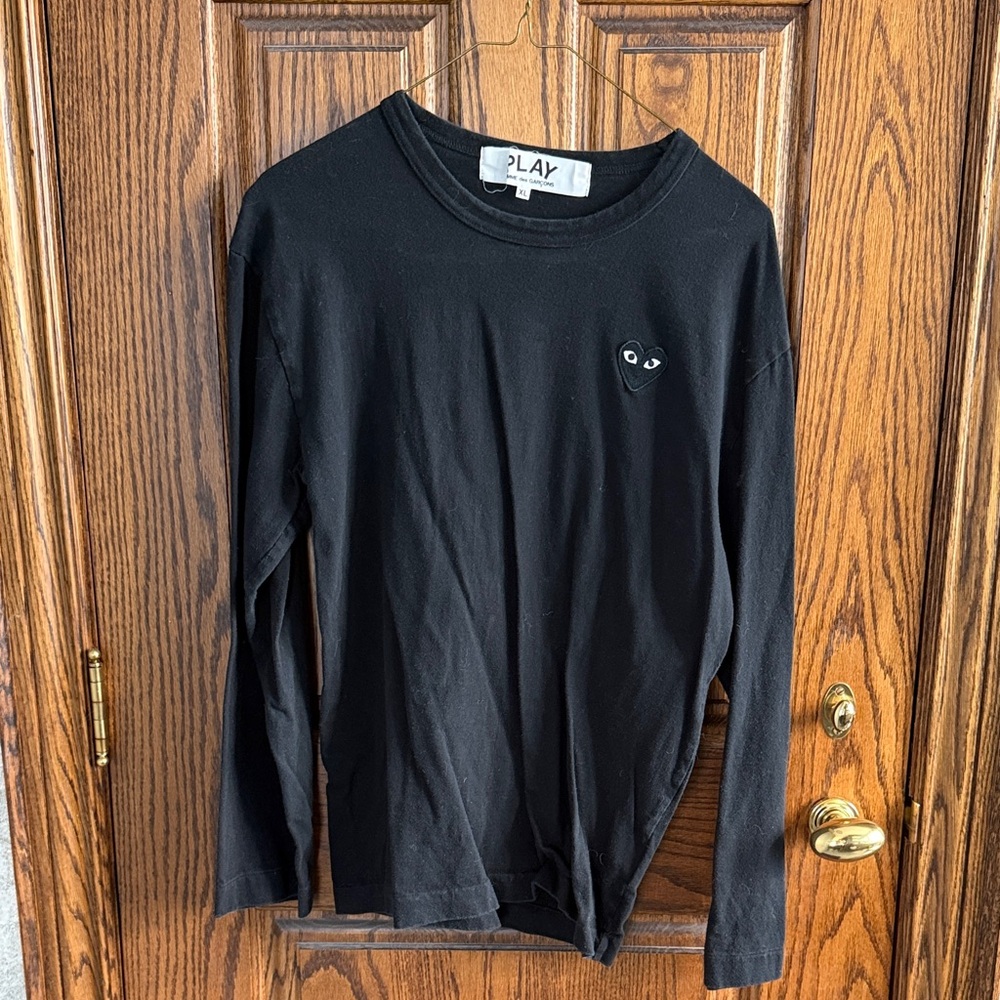 Comme des Garçons PLAY Black Long Sleeve Tee with Heart Patch